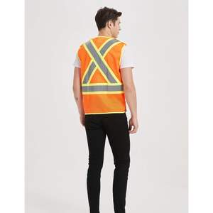 2025 Chaleco de seguridad de malla de flash LED de alta visibilidad 5 puntos Break Away con patrón de X reflectante Back Inside Tear Away Pockets - Product Image 3