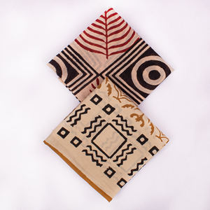 Pañuelo cuadrado vintage de algodón indio con estampado de bloques para mujer, pañuelo para el cabello estilo bohemio, pañuelo estilo Bagru. - Product Image 4