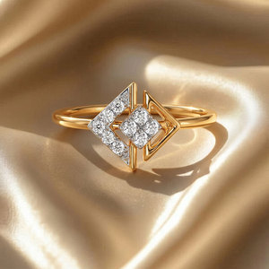 Anillo de diamantes redondos de oro para mujer, joyería minimalista de compromiso, diamantes cultivados en laboratorio, en oro de 10K, 14K, 18K, plata 925, 935 - Product Image 1