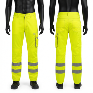Men Womens Industrial <b>Work</b> <b>Pant</b> GSM Poly Cotton Corduroy Straight Grey Reflective Utility Cargo <b>Pant</b> Reinforced Knee Waterproof - Product Image 4