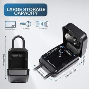 Boîte à clés murale imperméable en alliage de zinc JXD pour l'immobilier extérieur avec serrure à clé et clé d'urgence, noir, certifié CE - Product Image 5