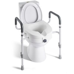 Sedile WC Rialzato Regolabile con Altezza di Sollevamento di 5 Pollici, Capacità di 350 Libbre, Braccioli Più Larghi per Attrezzature di Sicurezza in Bagno - Product Image 1
