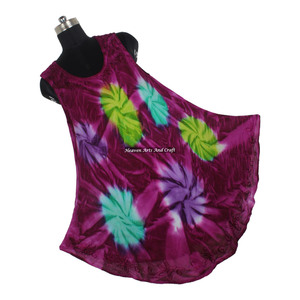 Robe parapluie tie-dye aux couleurs attrayantes à prix abordable, longue robe maxi tie-dye attrayante pour femmes, robe sans manches - Product Image 5