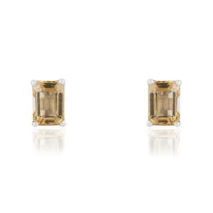 Stunning Minimalist Design 925 <b>Sterling</b> <b>Silver</b> Octagon Cut Natural Citrine Gemstone Fine <b>Stud</b> Earrings For Women - Product Image 1
