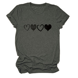T-shirt tendance à manches courtes et col rond pour femme, motif cœur ajouré, quatre modèles différents – Grande Vente - Product Image 5
