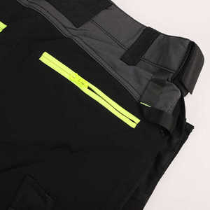 Custom Men's Safety <b>Work</b> <b>Pants</b> CE Certified Breathable Polyester Flame Resistant High Visibility Holster Pockets <b>Black</b> Neon - Product Image 4