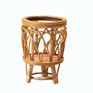Support de plantes en rotin artisanal avec panier tressé, porte-pot de fleurs en bambou naturel pour la décoration intérieure et extérieure de la maison et du jardin - Product Image 5