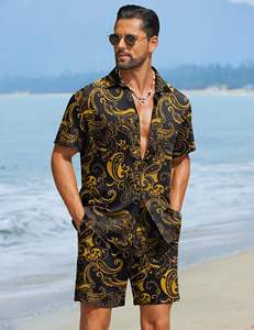 ชุดเซ็ตบาร็อคเพสลีย์สำหรับผู้ชาย เสื้อเชิ้ตแขนสั้นติดกระดุมและกางเกงขาสั้นเข้าชุด ชุดลำลองฤดูร้อน น้ำหนักเบา ระบายอากาศได้ดี - Product Image 3