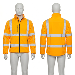 เสื้อแจ็คเก็ตนิรภัย 320 GSM ผ้าโพลีเอสเตอร์แบบหนา ทนทาน สีเหลืองเงิน แผ่นสะท้อนแสง พิมพ์โลโก้ตามสั่ง - Product Image 1