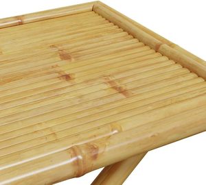 Natural Bamboo <b>Dining</b> Chair With White Cushion <b>Folding</b> Table <b>Set</b> Foldable Outdoor Backyard Garden Patio Bistro Stool - Product Image 4