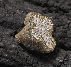 Anillo Hip Hop para Hombre con Incrustaciones de Diamantes |   Joyería de Rapero de Aleación Chapada en Oro de 14K con Piedras Naturales, Venta al por Mayor - Product Image 2
