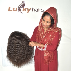 Servicio de procesamiento de pelucas de cabello humano Remy hechas a medida en fábrica india, venta al por mayor, sin pegamento, rizado profundo, 100g, todos los colores, doblemente cosidas a máquina. - Product Image 6