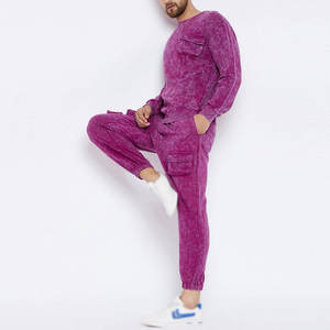Chándal de invierno liso de talla grande con lavado ácido, estilo urbano, 100% algodón transpirable, con logo personalizado y patrón sólido, con capucha. - Product Image 3