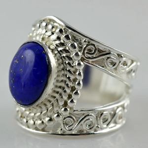 <b>Lapis</b> <b>Lazuli</b> <b>Ring</b> 925 Sterling Silver Handmade Boho Statement Promise Jewelry for Women Natural Oval Shape Gemstone Jewelry - Product Image 3