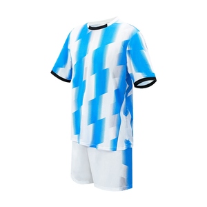 Conjunto de Camiseta de Fútbol Geométrica Azul y Blanca para Hombre, Manga Corta, Absorbe la Humedad, Cintura Elástica, Impresión por Sublimación, Personalizado OEM - Product Image 4