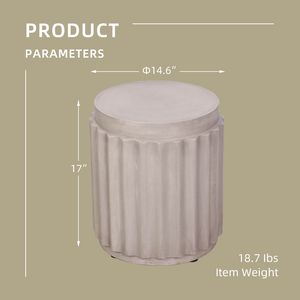Tavolino da Esterno Terrafab in Materiale Naturale, Sgabello Decorativo da Giardino, Tavolino Unico per Soggiorno, Camera da Letto, Patio - Product Image 5