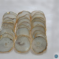 Sous-verre en Agate Blanche Naturelle Premium en Gros, Plaque Sculptée en Pierre Précieuse de Guérison en Cristal Véritable, Cadeau d'Amour Élégant pour Tasse et Décoration