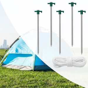Set di 20 Picchetti per Tenda Resistenti da 25 cm con Corde in Nylon da 2,95 m e Martello per Tende Pop-up - Product Image 6