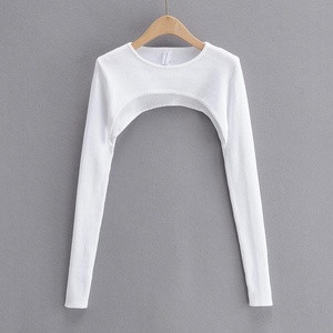 Women's Knitted Long Sleeve <b>Crop</b> <b>Top</b> Asymmetric O-Neck Casual Solid Color - Product Image 6