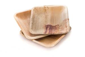 Assiettes jetables en feuilles de palmier carrées, style décontracté à emporter, biodégradables et compostables - Product Image 2