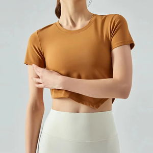 Top Deportivo Corto para Gimnasio, Elástico, Informal, para Fitness, con Logotipo Personalizado, Fabricación OEM, Top Corto Acanalado para Mujer - Product Image 2