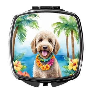Labradoodle Luau Miroir de maquillage de voyage compact pliable avec poche décorative Cadeau pour femmes et filles - Product Image 1