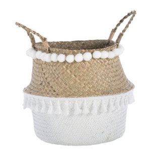 Panier de ventre en jonc de mer fait main bohème de haute qualité paniers pliables tissés à la main élégants avec poignées pour le stockage à la maison ou les cadeaux - Product Image 4