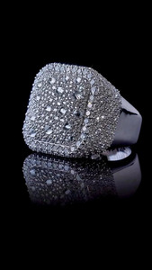 VVS1 Moissanite Iced Out Men's Hip Hop <b>Ring</b> Reverse Upside Down Setting Cut Custom <b>Name</b> Logo Silver Gold Plated Party <b>Ring</b> - Product Image 4