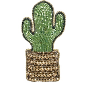 Cactus perlé suspendu |   Travaux indiens de broderie Zari et Zardozi |   Ornement décoratif à motif végétal pour la maison, la porte et l'aménagement intérieur - Product Image 3
