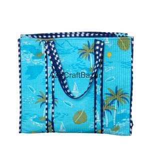 Bolsa de Mano Grande de Algodón Acolchado Hecha a Mano con Asa Larga, Ecológica y Sostenible, Opción de Regalo para Uso Diario, Hecha en Rajasthan - Product Image 3