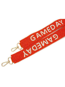 GAMEDAY Beaded <b>Strap</b> Fashionable Red with White Text Metal Clips - Product Image 1