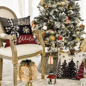 ColorLife Fodere per Cuscini Decorativi 45x45 cm con Alberi di Natale e Scritta 'Merry Christmas', Decorazioni Natalizie - Product Image 1
