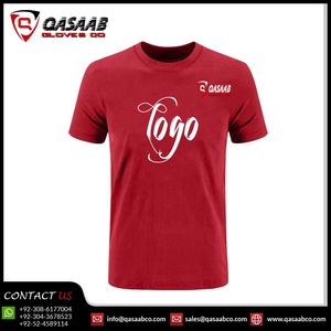 Color sólido 100% Camisas de algodón Color rojo Verano O-cuello Hombres-Blanked Camisetas de entrenamiento de manga corta - Product Image 2