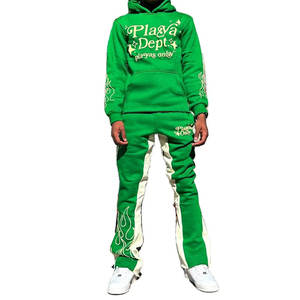 Ensemble de survêtement évasé personnalisé pour l'hiver avec logo imprimé en relief, sweat à capuche et pantalon de survêtement personnalisés, OEM - Product Image 2