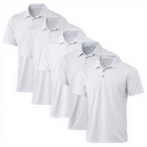 Men's Solid Color Short Sleeve Polo <b>Shirt</b> Quick Dry Knitted Polyester Casual Golf Wear <b>Collared</b> <b>T</b>-<b>Shirt</b> - Product Image 6