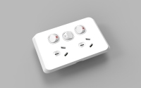 Plaque de combinaison électrique murale 10A avec interrupteur vertical 3 modules et 2 prises pour la maison