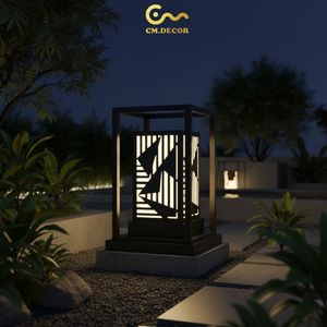 Lámpara de Pared Decorativa Exterior Cuadrada Minimalista de Lujo, para Patio o Resort, de Acero Inoxidable, AC 200V E27 IP65, Negra - Product Image 5