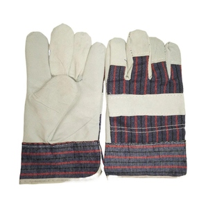 Gants de travail industriels robustes en cuir de vachette pleine fleur avec dos en tissu de coton rayé, manchette de sécurité et doublure intérieure en polaire - Product Image 1