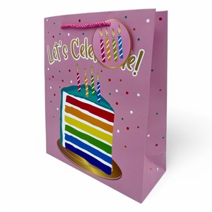 Handmade Pink Birthday Large C2S Coated Paper <b>Gift</b> Bag with <b>Ribbon</b> Handle Eco-Friendly Foil Glitter Finish Made in Vietnam - Product Image 2