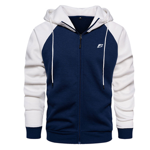 Sweat-shirts à capuche zippés pour hommes, manches raglan, couleur unie, décontractés, tricotés, coupe régulière, streetwear d'hiver, fabricant en gros - Product Image 1