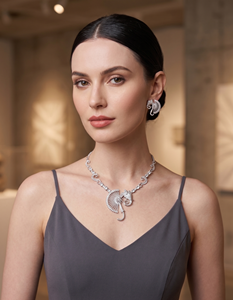 Unique <b>Elephant</b> and Fan Motif American Diamond Necklace Set Luxury CZ Crystal Animal Pendant Choker with Earrings Bridal Fashion - Product Image 4