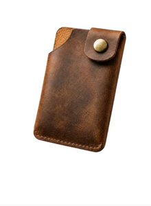 Porte-cartes de visite en cuir véritable pour voyage, avec fermeture à glissière - Product Image 2