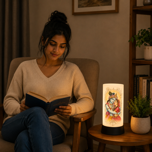 Radha Krishna LED Night <b>Lamp</b> Acrylic Spiritual Table Light <b>USB</b> Touch Decorative Bedside Janmashtami Diwali Gift Home Temple - Product Image 3