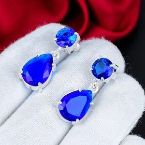 London Blue Topaz Pear Cut <b>Earrings</b> 925 Sterling <b>Silver</b> Handmade Drop <b>Earrings</b> Blue Gemstone Jewelry Birthday Anniversary Gift - Product Image 3
