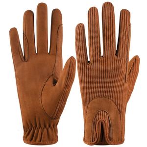 Gants d'équitation légers professionnels pour femmes en cuir véritable respirant, écologiques, antidérapants, coupe ajustée avec fixation à crochet - Product Image 1