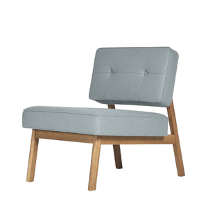 This light blue Swoon Aron single chair features a button-accented backrest and a sturdy solid <b>oak</b> <b>frame</b>. - Product Image 1