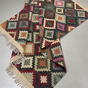 Tapis Kilim en Laine Fait Main à Motif Abstrait, Écologique, à Poil Ras, Tissage Plat, Tapis de Zone Tribale - Product Image 4