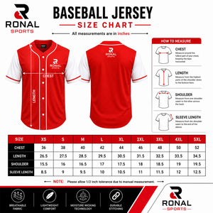 Camiseta de Béisbol Roja para Hombre RONAL SPORTS, Manga Corta, Cierre de Botones, Logotipo Bordado, Prenda Transpirable de Poliéster en Oferta - Product Image 6