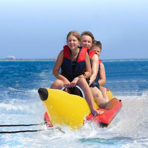 Pompa d'aria elettrica inclusa Banana Boat gonfiabile per 3 persone con borsa per il trasporto e Kit di riparazione per il Rafting - Product Image 1