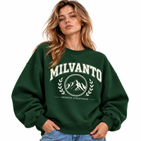 Kaos Sweatshirt Wanita Terbaru Warna Hijau, Bahan Fleece Katun Tebal 450 GSM, Desain Grafis, Premium, Oversize, Model Drop Shoulder
